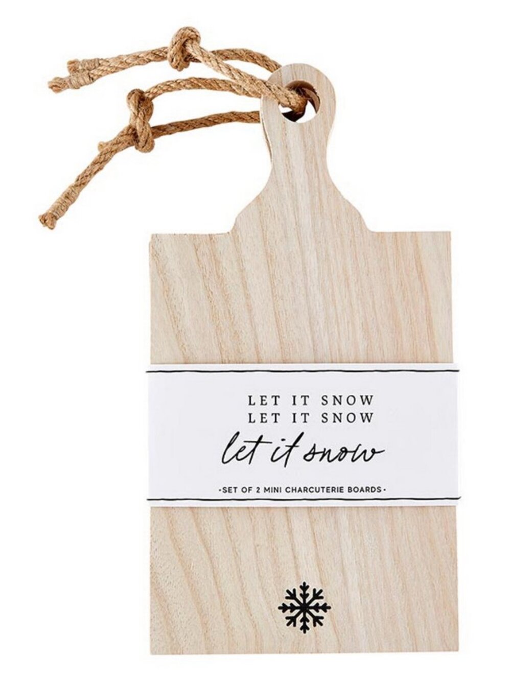 Holiday Mini Paulownia Wood Boards - Let It Snow - Set of 2